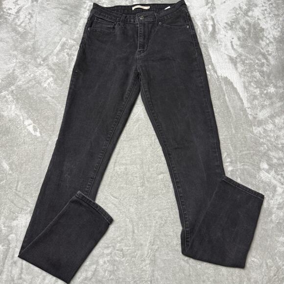 Levis 721 Jeans Womens 29x34 Black Dark Wash Cotton Stretch Straight Slim Fit - Picture 3 of 13